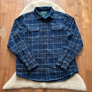 Woolrich heavy cotton plaid shacket, shirt, blue, men’s medium